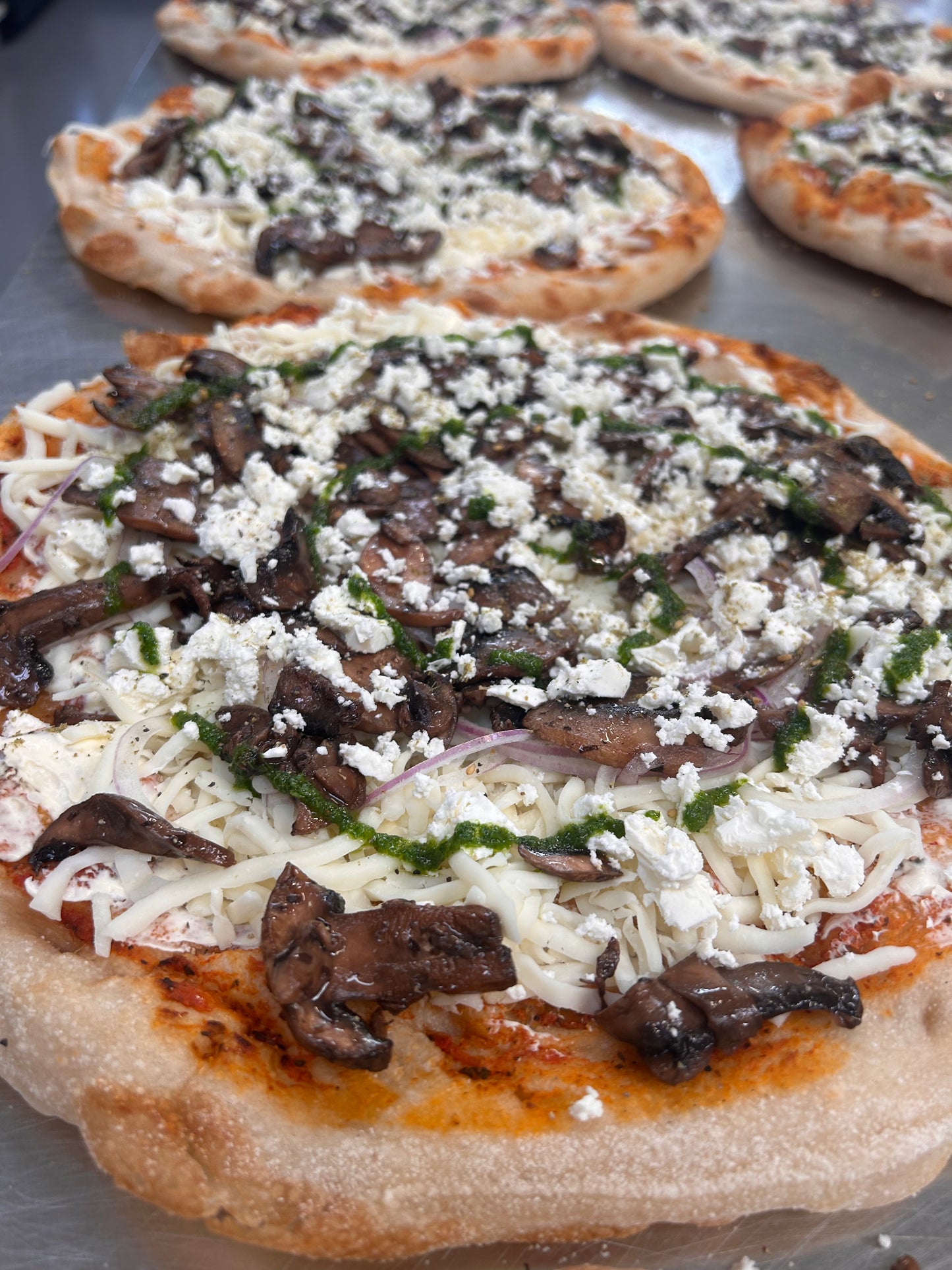 Creamy mushroom with feta and capers
