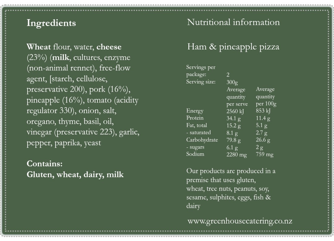 Canterbury ham & fresh pineapple pizza